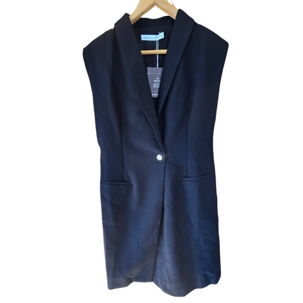 Love Bonito Sleeveless Blazer Romper Women M Black Tailored Quiet Luxury Skort‎